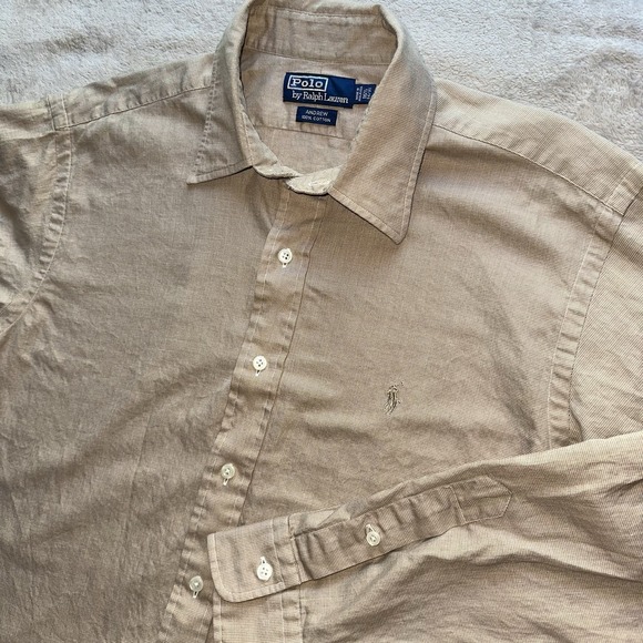 Polo Ralph Lauren Other - Vintage Polo Ralph Lauren Andrew Shirt Mens XL 16.5 34/35 Beige Tan Woven Cotton
